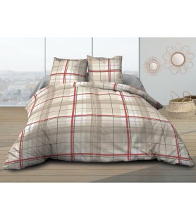Housse de couette Coton 57 Fils - Bristol Rouge - 220x240 cm + 2 taies assorties