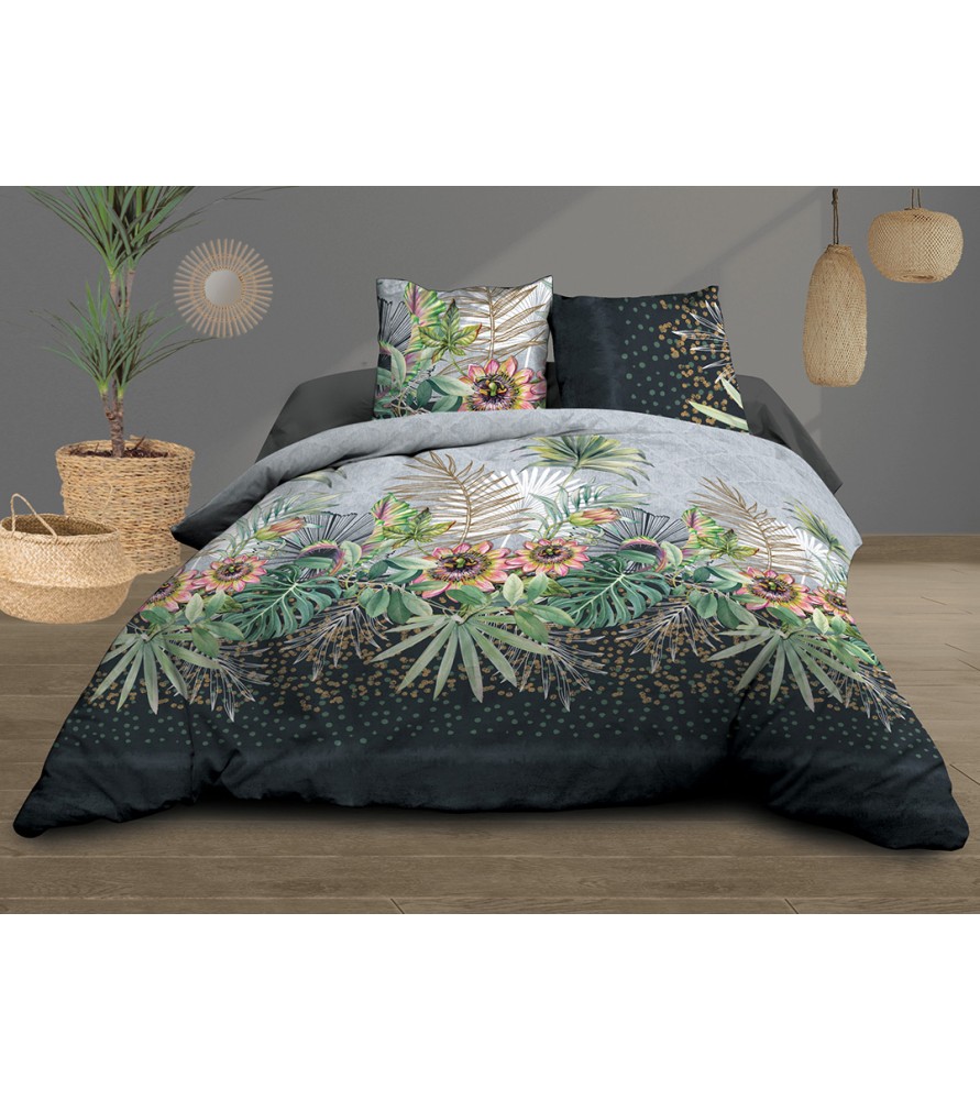 Housse de couette Coton 57 Fils - Flora - 220x240 cm + 2 taies assorties
