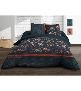 Housse de couette Coton 57 Fils - India - 220x240 cm + 2 taies assorties