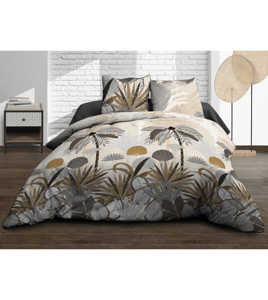 Housse de couette Coton 57 Fils - Palma - 220x240 cm + 2 taies assorties