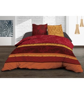 Maxi Housse de couette Coton 57 Fils - Jade rouge - 240x260 cm + 2 taies assorties