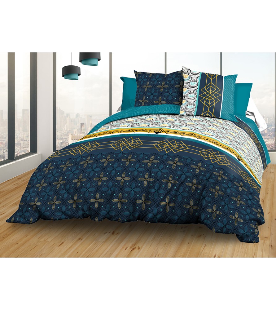 Maxi Parure de draps Coton 57 Fils - Biarritz - Drap plat + drap-housse 160 + 2 taies