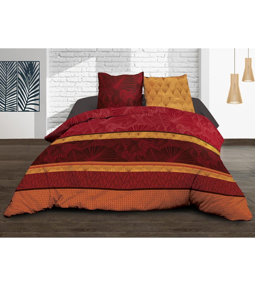 Maxi Parure de draps Coton 57 Fils - Jade rouge - Drap plat + drap-housse 160 + 2 taies