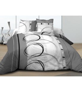 Maxi Parure de draps Coton 57 Fils - Roue Libre gris - Drap plat + drap-housse 160 + 2 taies