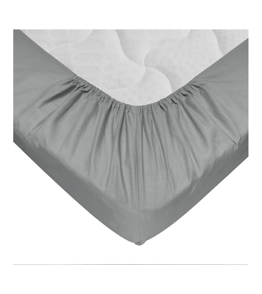 Drap-housse 160 x 200 cm Gris