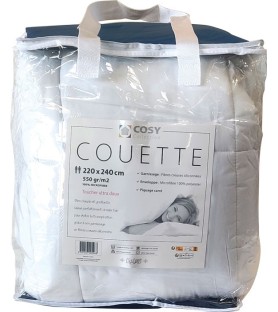 Couette blanche 240x260 cm 550 g fibre creuse siliconnée