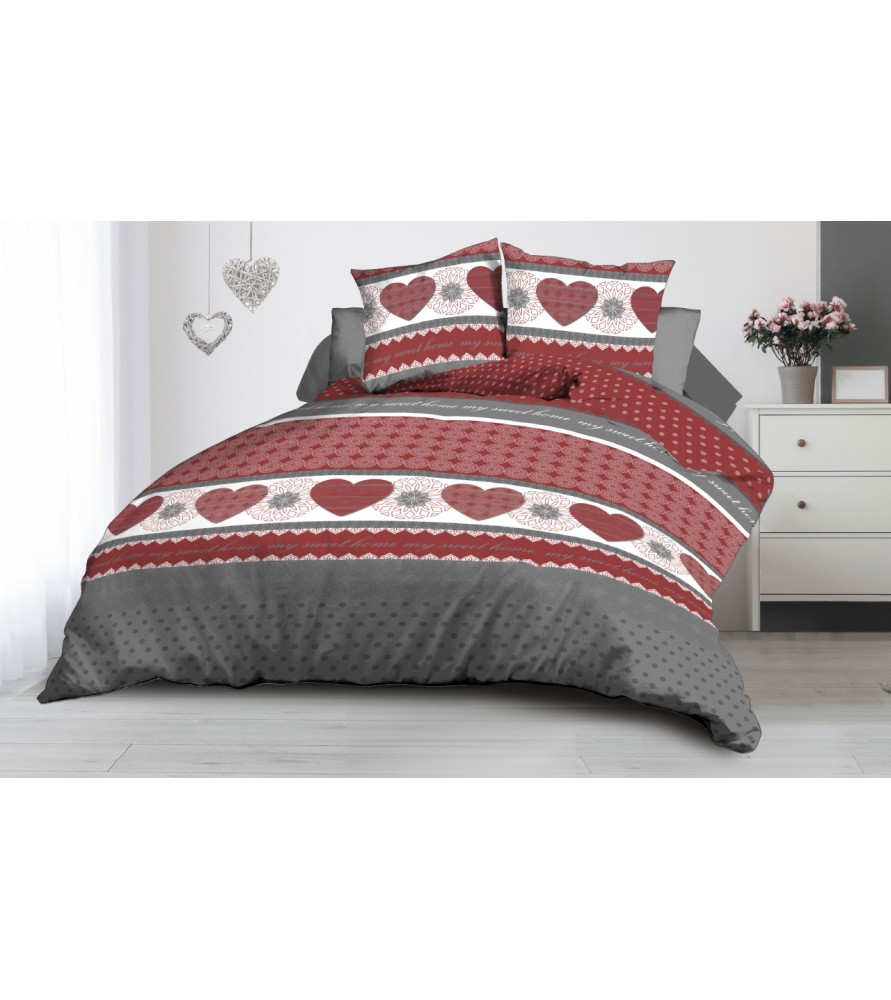 Parure de draps Microfibre Cœurs rouge