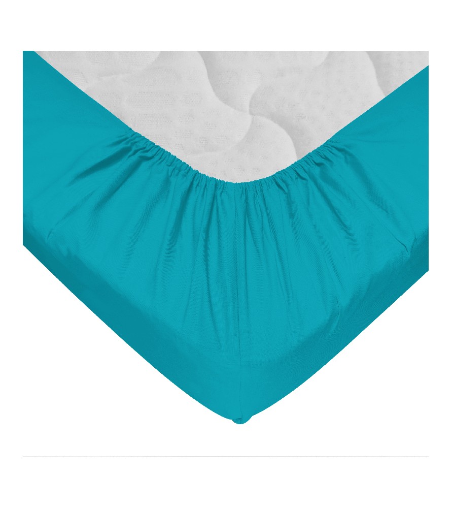 Drap-housse 160 x 190 cm Bleu turquoise