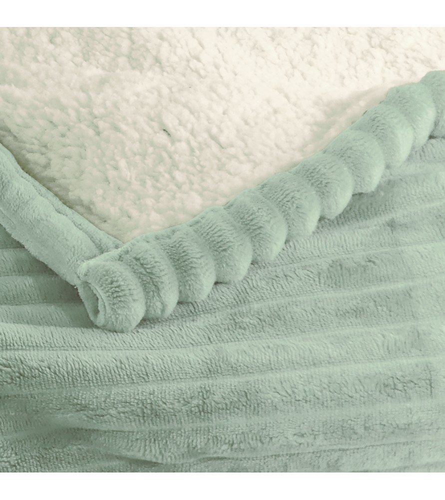 Plaid chaud et moelleux - Velours microfibre & mouton retourné