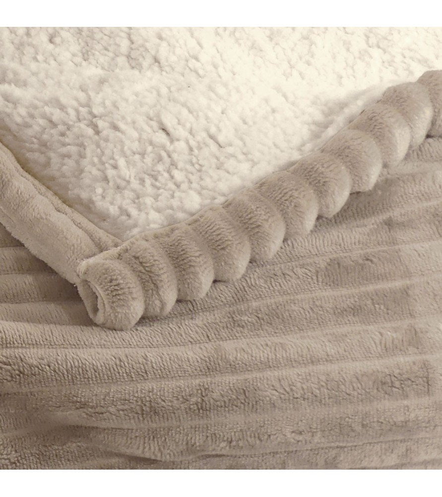 Plaid chaud et moelleux - Velours microfibre & mouton retourné